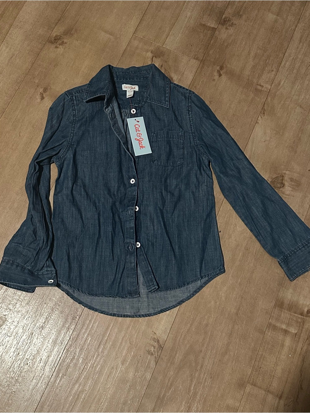 Cat & Jack Dark Blue Denim Button-Down Shirt